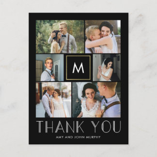 Carte Postale MODÈLE INITIAL MODIFIABLE COULEUR Monogramme Merci
