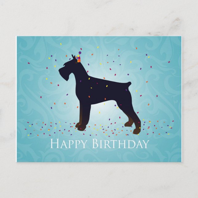 Carte Postale Modèle Joyeux Anniversaire Giant Schnauzer (Devant)
