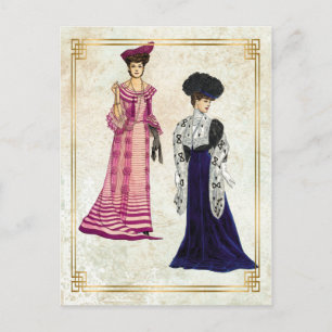 Carte Postale Modèles de mode édouardiens vintages Robes de jour