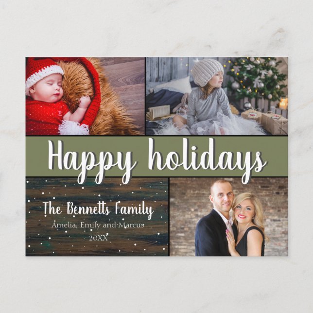 Carte Postale Modern 3 Photo Collage Noël (Devant)