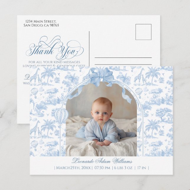 Carte Postale Modern Baby Birth Announcement Photo Thank you (Devant / Derrière)