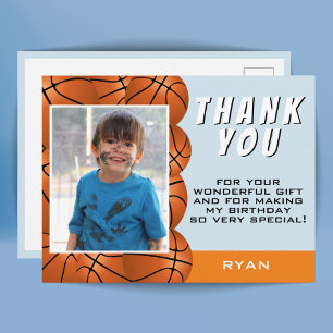 Carte Postale Modern Basketball Photo Birthday Thank you
