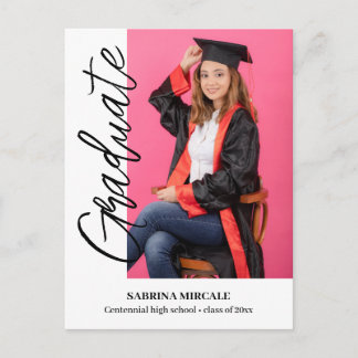 Carte Postale Modern Calligraphy Photo Graduation Invitation