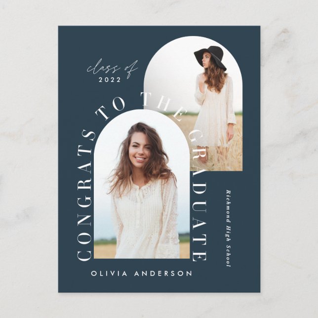 Carte Postale Modern geometric multi photo arch graduation  post (Devant)