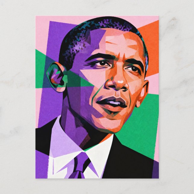 Carte Postale Modern Geometric Portrait of Barack Obama (Devant)
