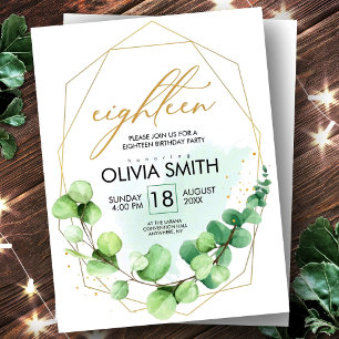 Carte Postale Modern green rustic greenery 18th birthday elegant