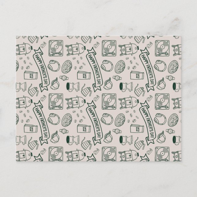 Carte Postale Modern Millennial Dad Doodle Pattern Father's Day (Devant)