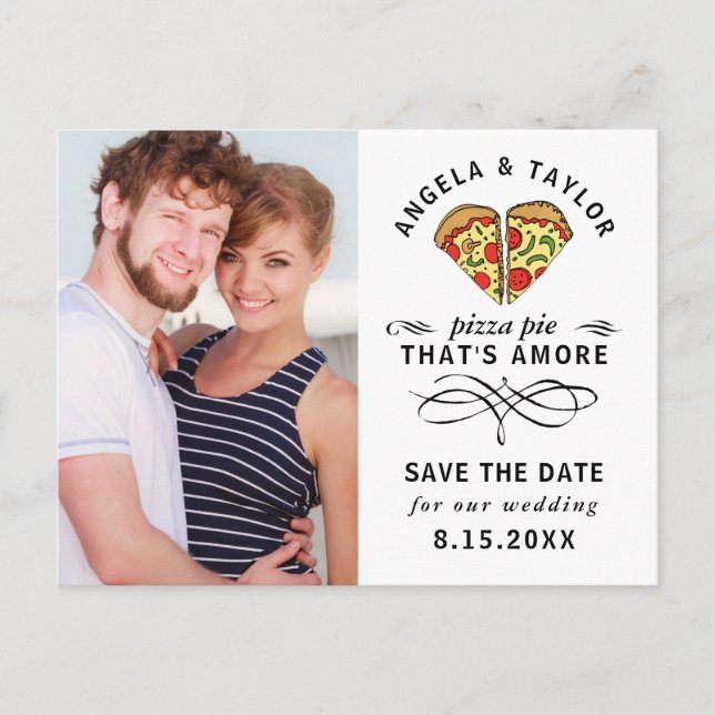 Carte Postale Modern Pizza Love Black Script Photo Enregistrer l (Devant)