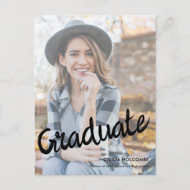 Carte Postale Modern Script Graduate Simple Photo Graduation  (Devant)