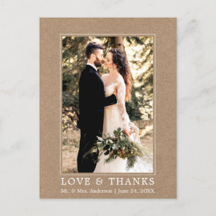 Carte Postale Modern Simple Love Merci Mariage Photo Kraft