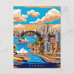 Carte Postale Modern Sydney Australie Travel Art Vintage