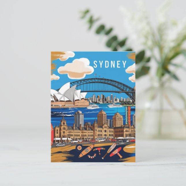 Carte Postale Modern Sydney Australie Travel Art Vintage (Debout devant)