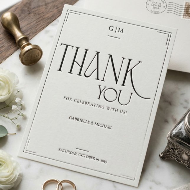Carte Postale Modern Typography Minimalistic Wedding Thank You  (Créateur téléchargé)