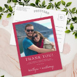 Carte Postale Modern Typography Viva Magenta Minimalistic Photo<br><div class="desc">Say thank you in style with these modern and very trendy wedding photo thank you postcards. The design is easy to personalize with your own wording and your family and friends will be thrilled when they receive these fabulous thank yous. Matching items can be found in the collection.</div>