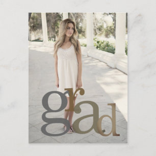 Carte Postale Moderne 2024 Grad Photo Faire-part de tons neutres