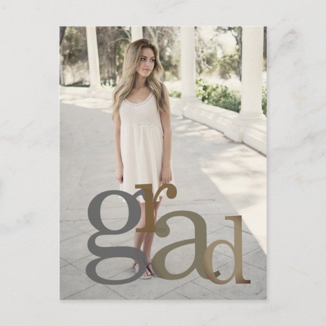 Carte Postale Moderne 2024 Grad Photo Faire-part de tons neutres (Devant)