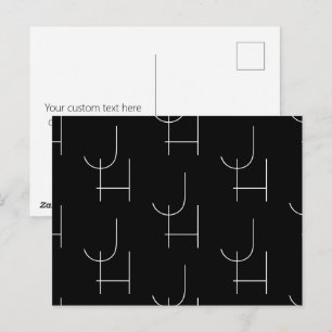 Carte Postale Moderne 2 Initiales Motif Noir & Blanc