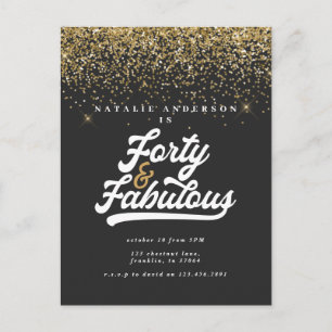 Carte Postale Moderne 40 et fabuleux anniversaire noir et or