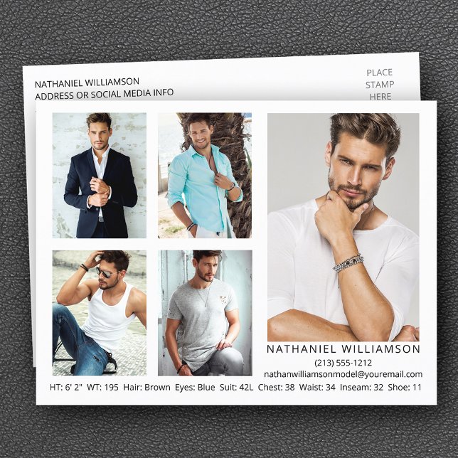 Carte postale moderne 5 Photos Pro Modèle Comp Car (Customize to add more text to back of postcard.)