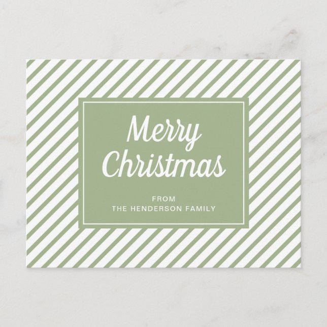 Carte Postale Moderne bandes vert sauge Joyeux Noël (Devant)