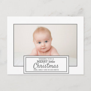 Carte Postale Moderne Blanc Gris Photo Joyeux Petit Noël