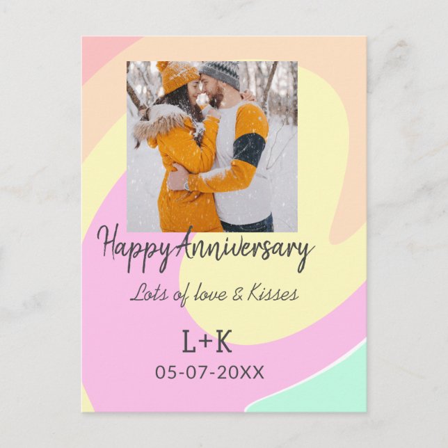Carte Postale Moderne boho joyeux anniversaire ajouter nom date  (Devant)