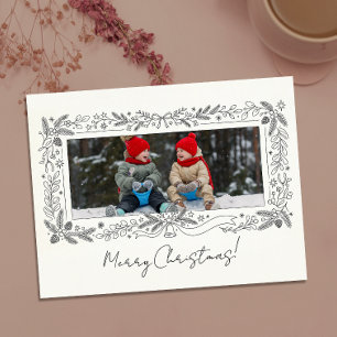 Carte Postale Moderne bordure botanique de Noël pour photo de fa
