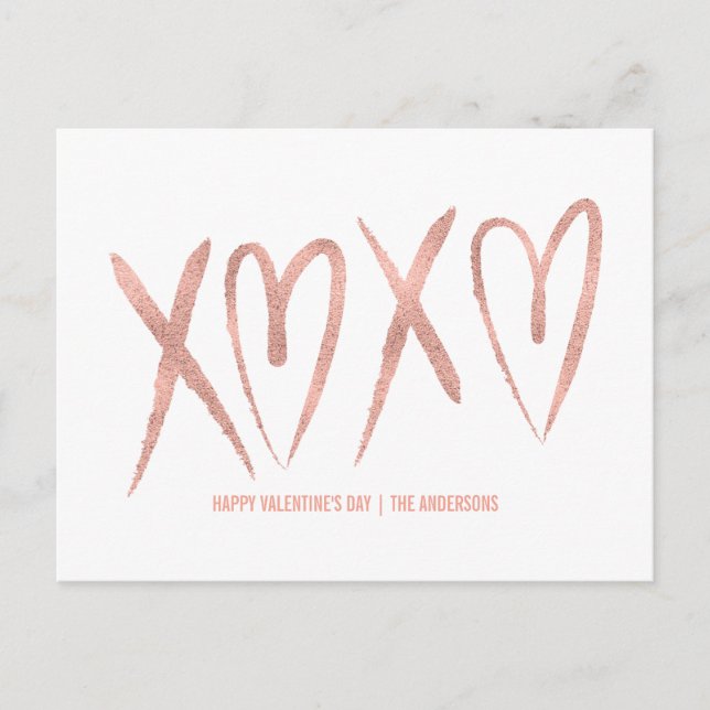 Carte postale moderne Brossé Rose Gold Valentine (Devant)
