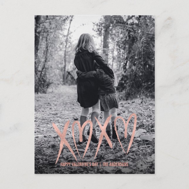 Carte postale moderne Brossé Rose Gold Valentine (Devant)