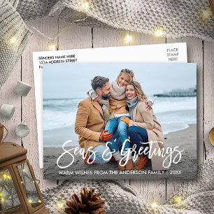 Carte Postale Moderne Brush Script Seas et voeux