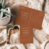 Moderne Burnt Orange Enregistrer la date Calendrie