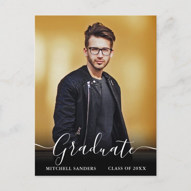 Carte Postale Moderne Calligraphie Script Grad Photo Faire-part (Devant)