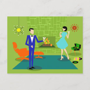 Carte Postale Moderne Couple Du Milieu Du Siècle