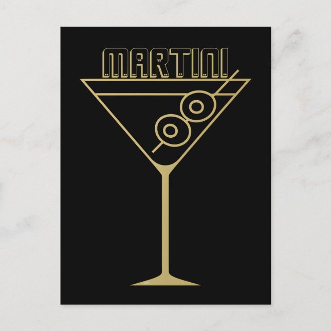 Carte Postale Moderne de milieu de siècle Or 2 Martini olive (Devant)