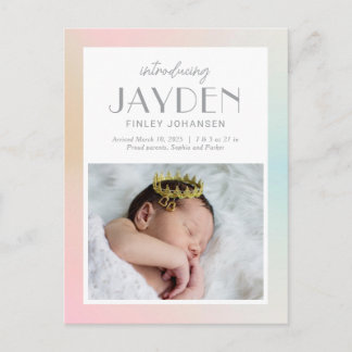 Carte postale moderne de naissance Annonce Pastel 
