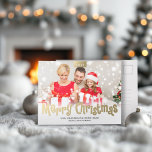 Carte postale moderne de photo faite sur commande<br><div class="desc">Customisez ces lumière élégante d'amusement belle et carte postale horizontale moderne simple croquante de Noël conçues avec le texte d'or de faux sur le blanc. Veuillez noter que l'or est impression couleur et n'est pas une feuille d'or réelle. Remplacez l'image de modèle par votre photo préférée et changez toute l'information...</div>