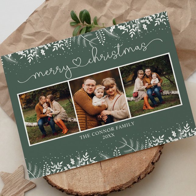 Carte Postale Moderne Dusty Green Calligraphy Joyeux Noël (Créateur téléchargé)