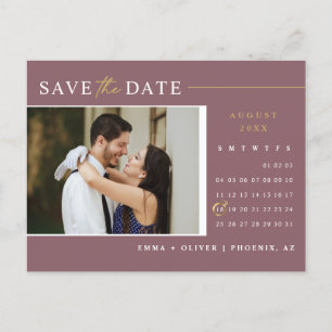 Carte Postale Moderne Dusty Purple Enregistrer la date Calendrie