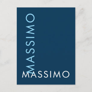 Carte Postale Moderne Élégant Minimaliste Simple Nom Bleu Prussi