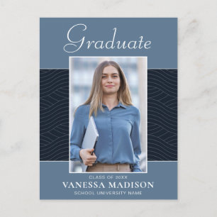 Carte Postale Moderne   Élégant Script Dusty Blue 1 Photo Grad