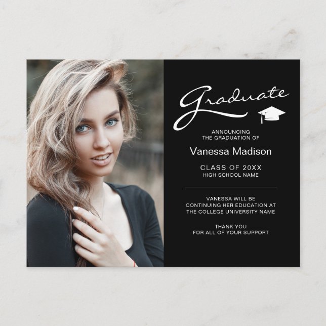 Carte Postale Moderne Élégante Script 2 Faces Photo Remise de di (Devant)