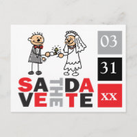 Moderne Enregistrer Les Dates Bride Groom Fiançail