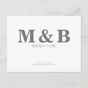 Carte Postale Moderne et élégant Monogramme gris blanc