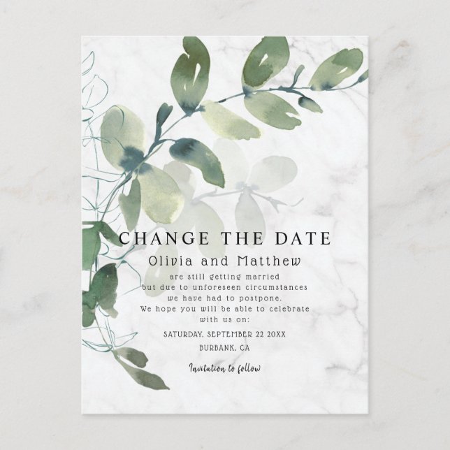 Carte Postale Moderne Eucalyptus Modifier le Faire-part de date (Devant)
