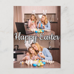 Carte Postale Moderne famille de Pâques personnalisée avec 2 pho