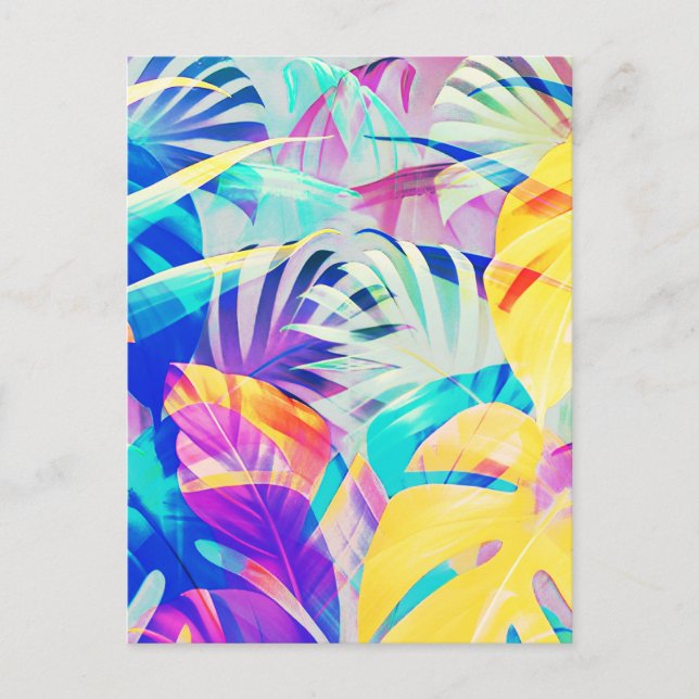 Carte Postale Moderne Fleur Abstrait Couleur Pastel (Devant)