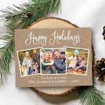 Carte Postale Moderne Fun Calliage 3 Photo Kraft Holiday<br><div class="desc">Moderne Fun Calligraphie Script Joyeux Vacances Famille 3 Photo Carte postale</div>