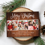 Carte Postale Moderne Fun Calliage Noël Bois de Noël 3 Photo<br><div class="desc">Joyeux Noël 3 Photo Holiday Carte postale - Rustique Pays Bois</div>