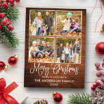 Carte Postale Moderne Fun Calliage Noël Bois de Noël 4 Photo<br><div class="desc">Joyeux Noël 4 Photo Holiday Carte postale - Rustique Pays Bois</div>
