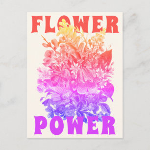 Carte Postale Moderne Fun Retro Flower Power Funky Bouquet